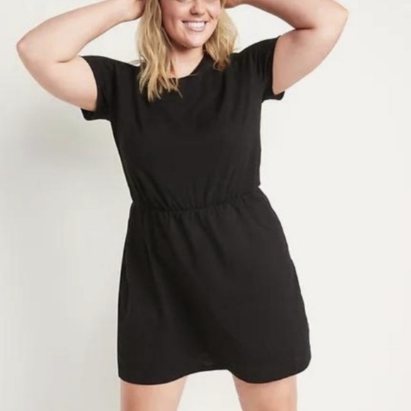 Old Navy Dresses & Skirts - Old Navy Petite Black Slub-Knit Cotton T-Shirt Dress - Size XLP